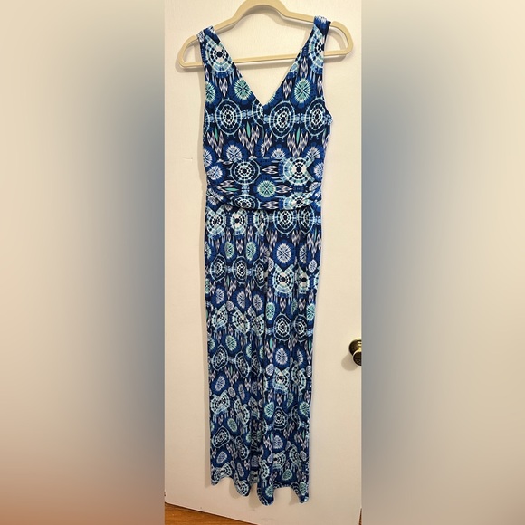 Pappagallo Women’s Wide Leg Jumpsuit Blue Print Sleeveless Size Small - Picture 2 of 5